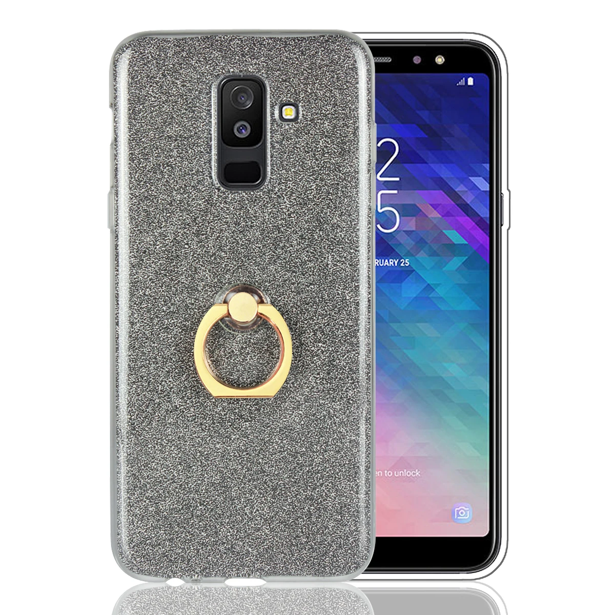 Soft Ring Phone Case for Samsung Galaxy A series A6 A8 Plus A9 Pro A3 A5 A7 2018 Finger Holder Support Bling Cover TPU Rubber | Мобильные