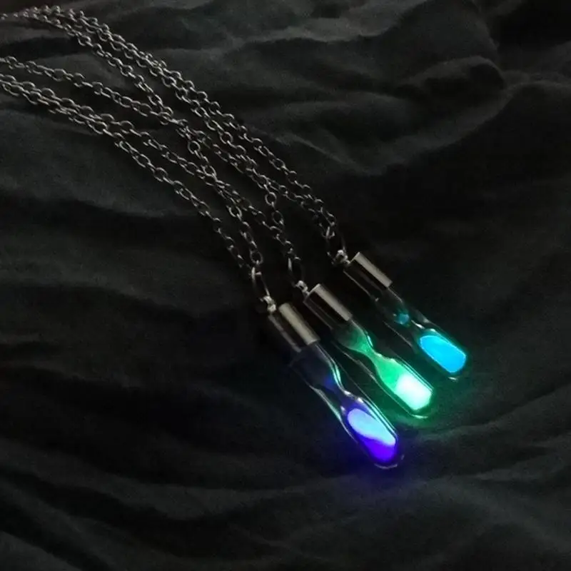 Новая мода для женщин и мужчин светящийся песочный таймер кулон стеклянная