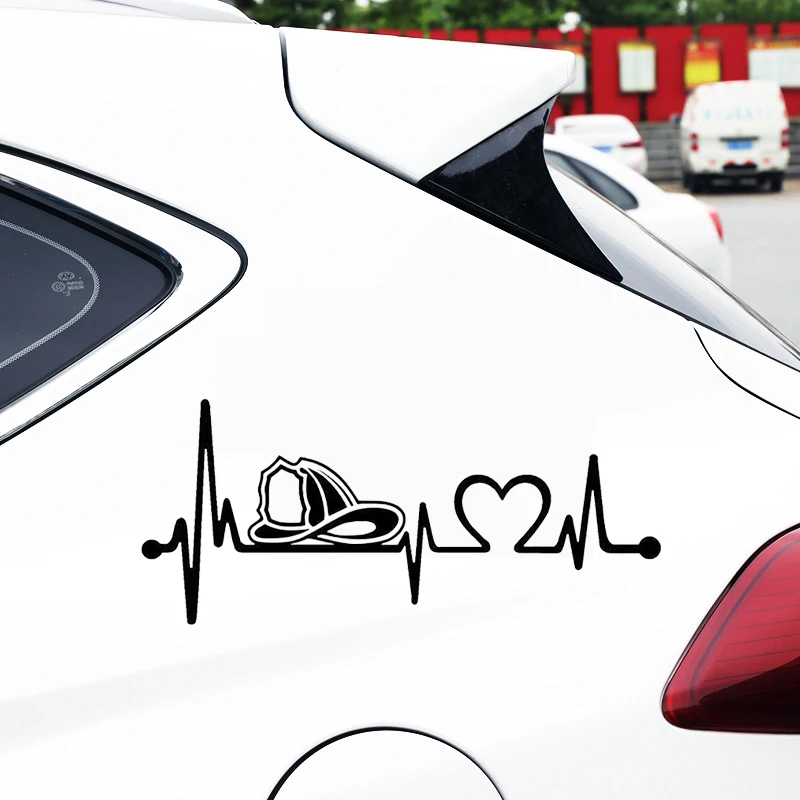 Пожарный шлем Heartbeat Lifeline автомобиля Стикеры винил творчески мотоцикл стайлинга