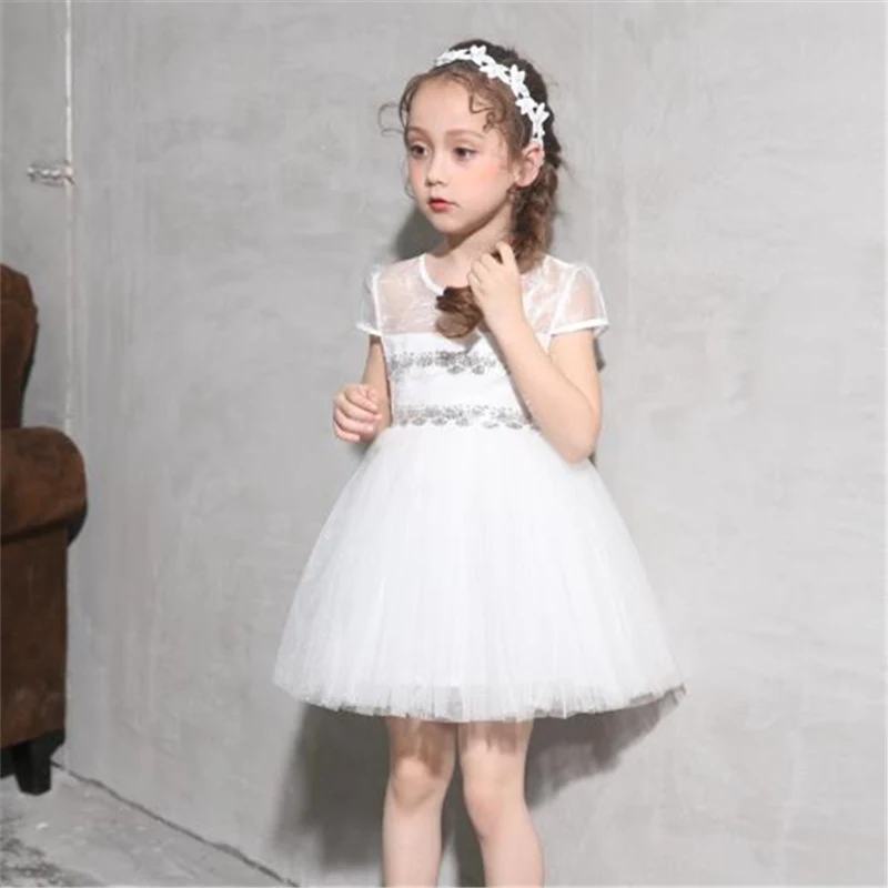 2017 летние платья для девочек белое Цветочное платье с лепестками пышное
