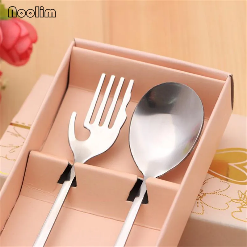 10sets Love Heart Coffee Spoon Palm Fork Set Creative Wedding Party Favors Tableware Gifts For Guests | Дом и сад