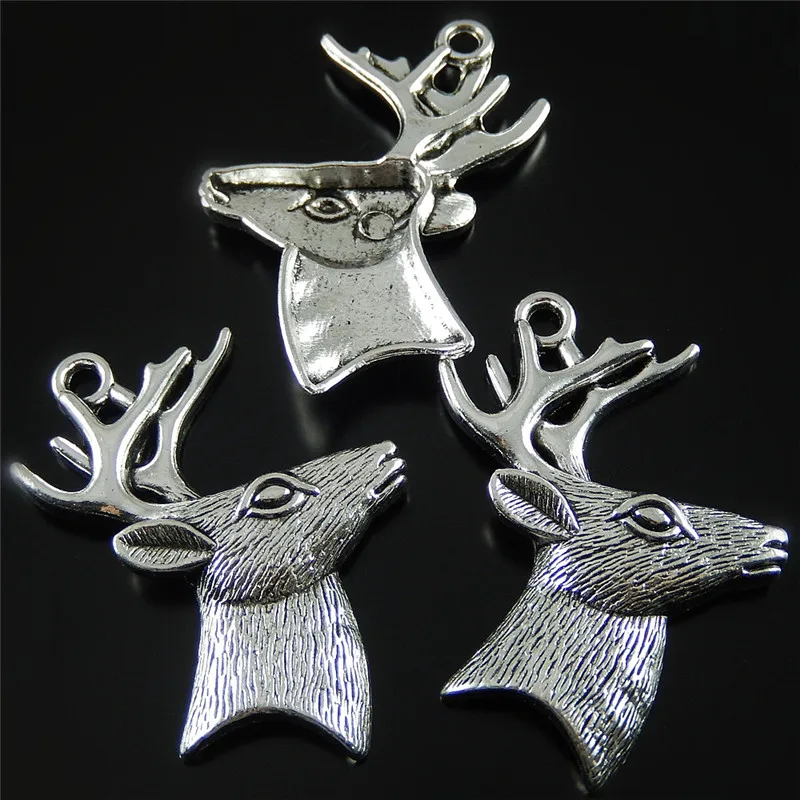 5 шт. старинное серебро голова оленя Талисманы украшения оптом нахождения Малый