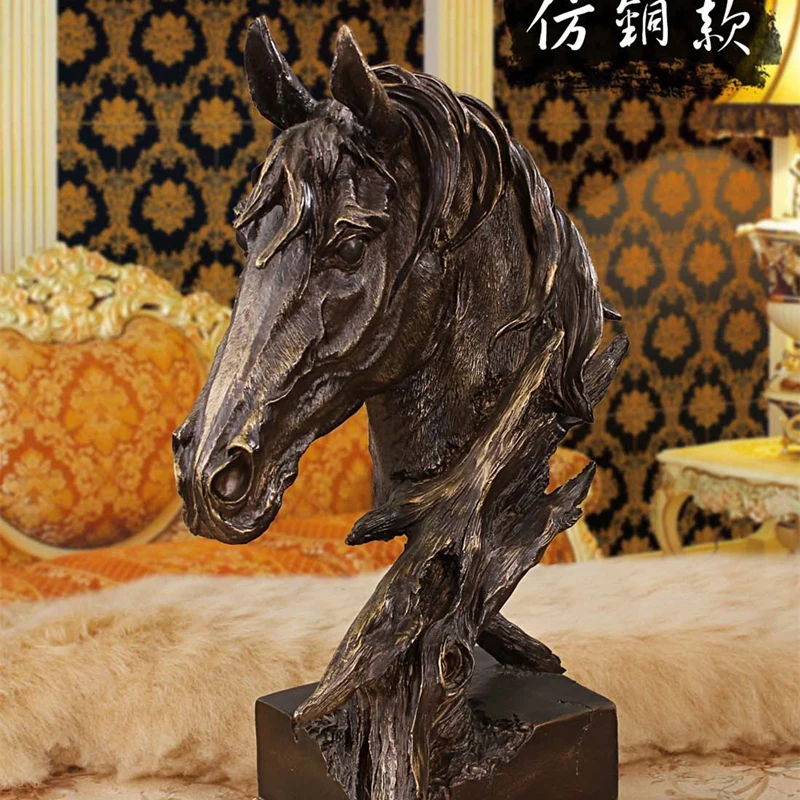 

Nordic Style Retro Horse Head Statues Handicraft Home Sculpture Hotel Decorations Resin Figures Animal Crafts Christmas Gifts