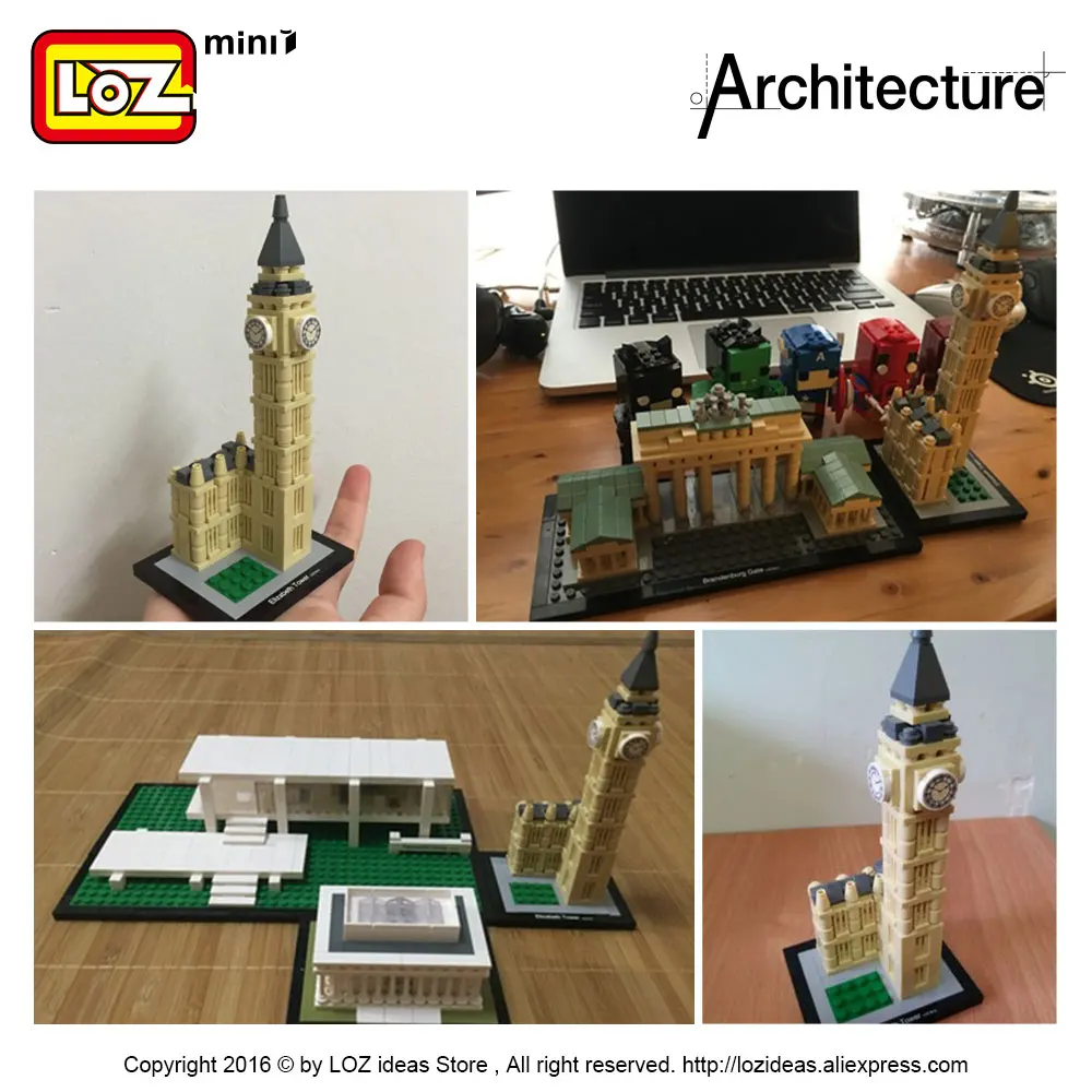 LOZ мини Конструкторы Elizabeth Tower London Биг Бен часы известное здание архитектура