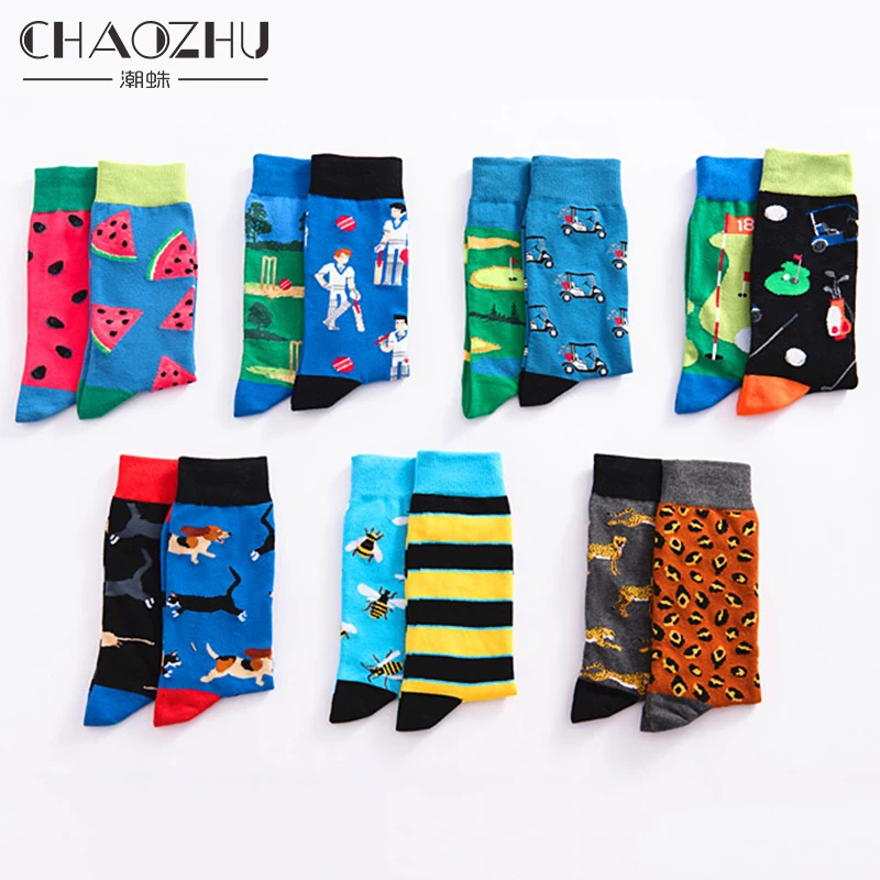 CHAOZHU/австралийские носки с героями мультфильмов, мужские забавные носки с рисунками арбуза/Пчелы/кошки и мышки