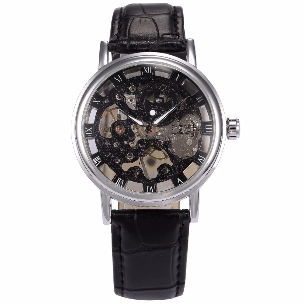 Часы-скелетоны Мужские механические брендовые Роскошные прозрачные с