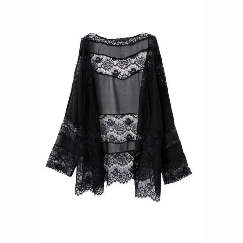 Женские летние накидки с цветочным кружевом ажурное шифоновое кимоно кардиган