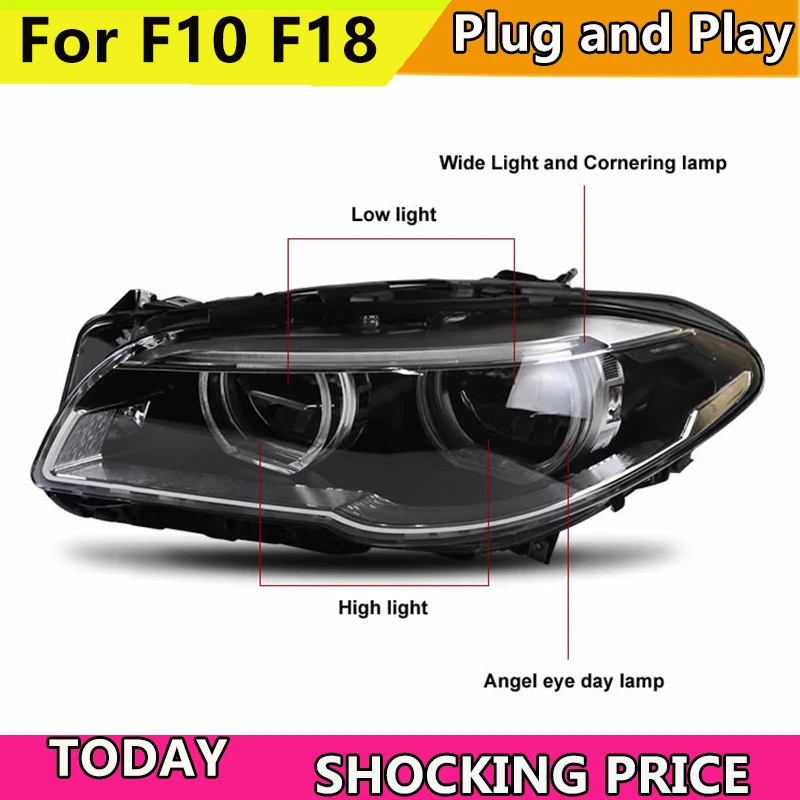 Автомобильный Стайлинг для BMW F10 F18 525i 528i 530i 530 528 2010 2016 светодиодные фары DRL