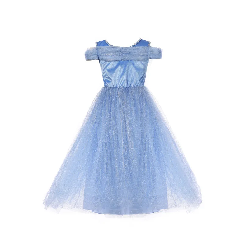 Для взрослых и детей Золушка Делюкс светло синий блестящий платье отцовства