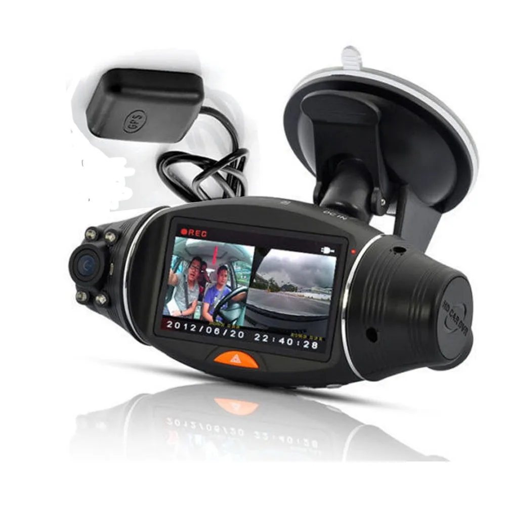 Лучшая автомобильная dvr Камера 270 градусов 2," ЖК ИК ночного видения с двумя объективами видеорегистратор автомобильная камера видео регистратор g-сенсор