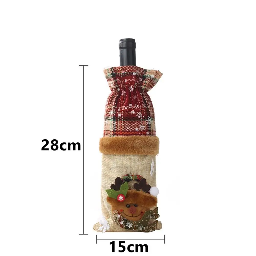 Wine Bottle Cover 3 Taoup льняная пеньковая клетчатая полоска веселое Рождество крышка бутылки вина украшения Рождественские настольные декорации Рождественский Декор для дома Noel Navidad - Цвет: Wine Bottle Cover 3