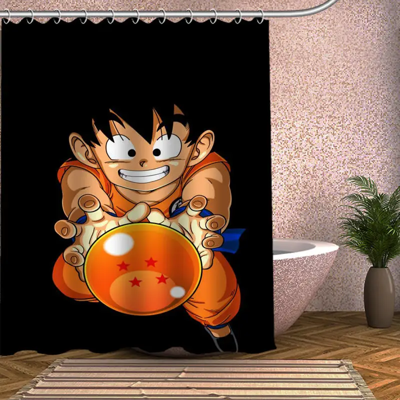 Аниме Dragon Ball Goku индивидуальный Душ занавес Полиэстеровая печать на ткани водонепроницаемая занавеска для ванной с крюком занавес для ванной - Цвет: Shower Curtain