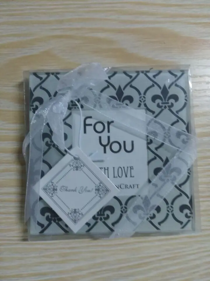 

60sets=120pcs/lot Classic Glass Coasters/Photo Frame, Wedding Favors Gifts,