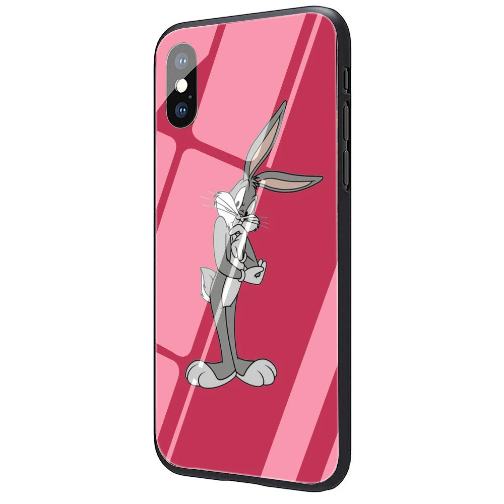 Чехол из закаленного стекла с мультяшными багами Банни для iphone 5 5s 6 6s Plus 7 8 Plus X XR XS 11 Pro Max - Цвет: G2