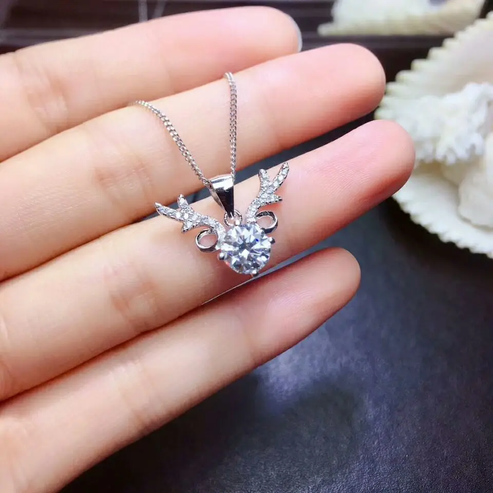 

[MeiBaPJ] Top Quality Moissanite Gemstone Fashion Pendant Necklace for Women Real 925 Solid Silver Fine Jewelry