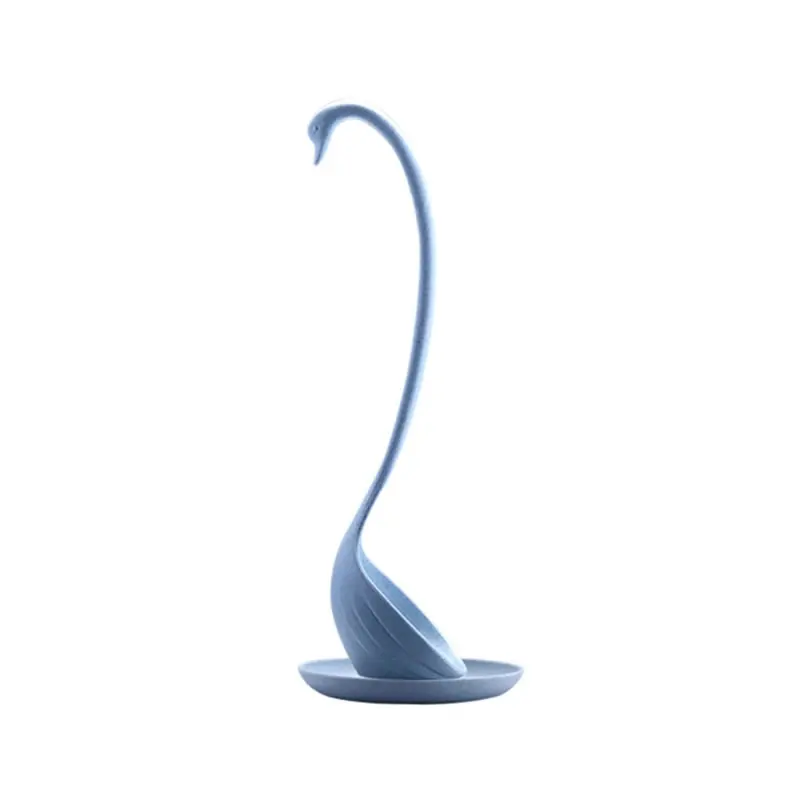 Light Blue Upspirit экологичный лебединый ковш из пшеничной соломы с подставкой, тарелка с длинной ручкой, ложка для супа, ковш для каши, кухонная посуда для дома - Цвет: Light Blue