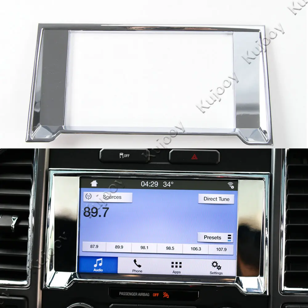 

Matt Silver/Chrome ABS Car Radio Stereo Fascia Panel GPS Navigation Refitting Frame Cover Trim Stickers For Ford F150 2015-2017