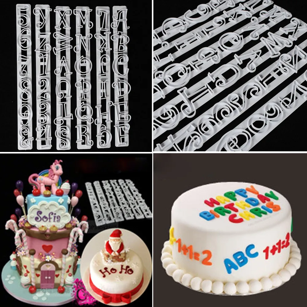 White 6 шт./компл. буквенно-цифровой Форма пресс-форм Fondant(сахарная) Печенье Шоколадный торт подарок письмо Моделирование Инструменты для украшения торта - Цвет: White