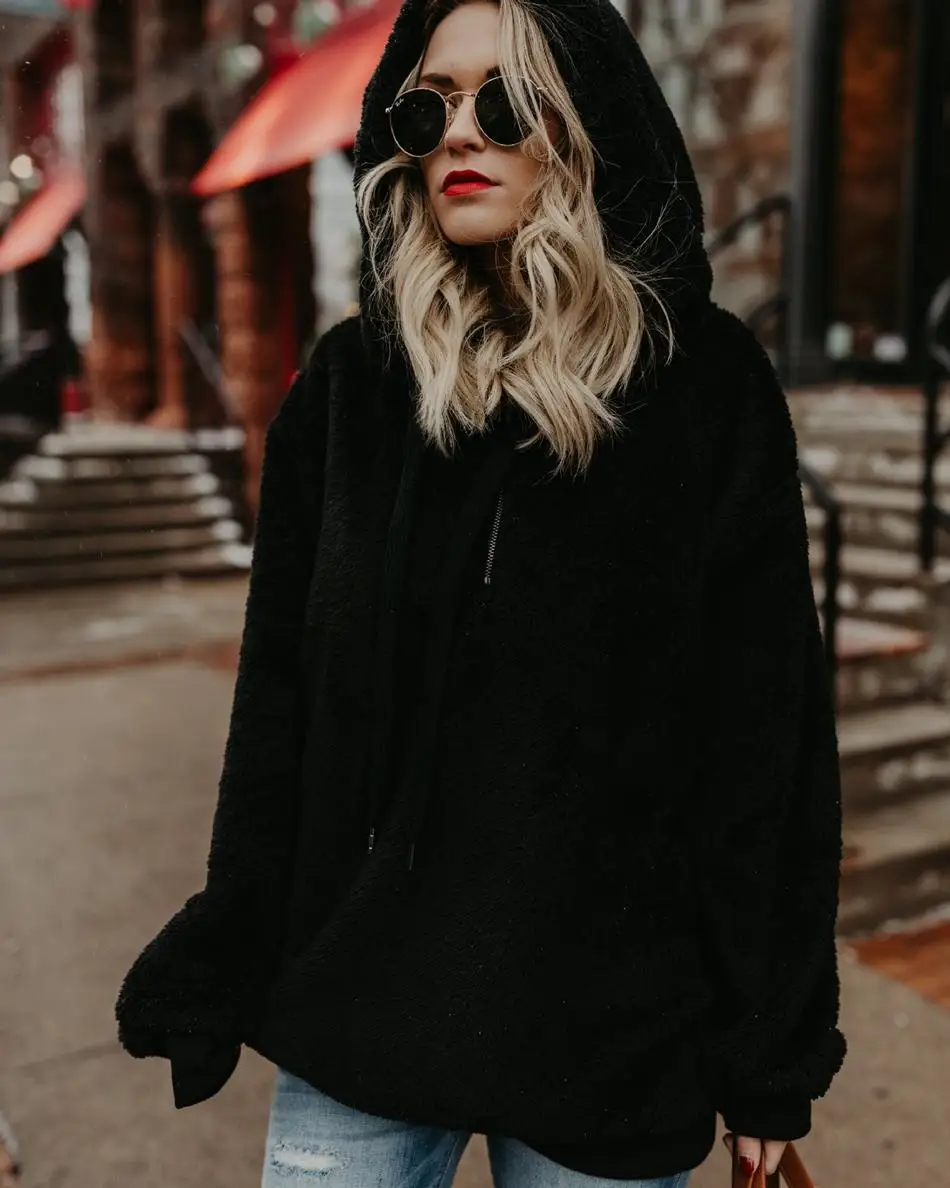 

MisShow Autumn Winter Warm Hoodies Women Oversized Casual Women Outwear Long Sleeve Plus Size Loose Pullovers Pull Femme Hiver