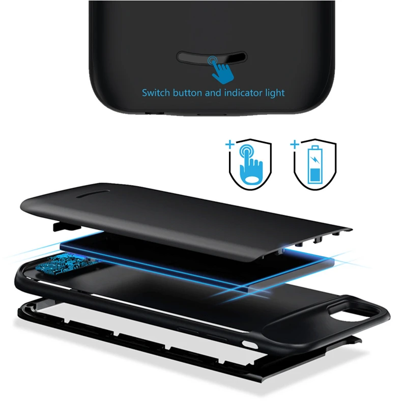 Чехлы для зарядного устройства для iPhone 6 6s 7 8 Plus 2600/7500 mAh Чехол для внешнего зарядного устройства