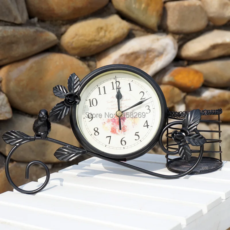 Украшение для дома ручной работы часы в сельском стиле белые.|table clock|clock homedecorative