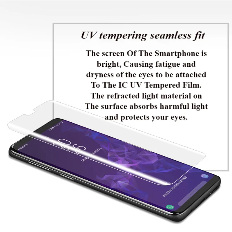 Нано жидкое полное клеевое УФ стекло для samsung Galaxy S8 S9 S10 5G Закаленное Plus защита