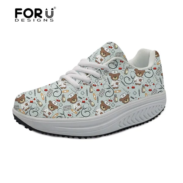 FORUDESIGNS/ г., Лидер продаж, женская обувь для танцев с рисунком медведя повседневная женская обувь на плоской платформе, увеличивающая рост женская обувь для фитнеса - Цвет: H9958AS
