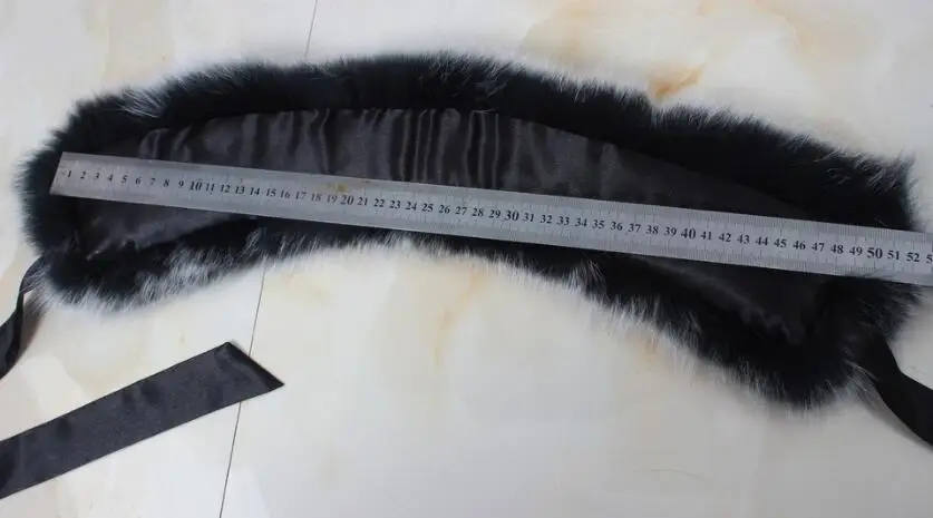 FXFURS Модный меховой шарф настоящий енотовый собачий мех воротники с лентой натуральный мех палантин для шерстяных пальто 48 см