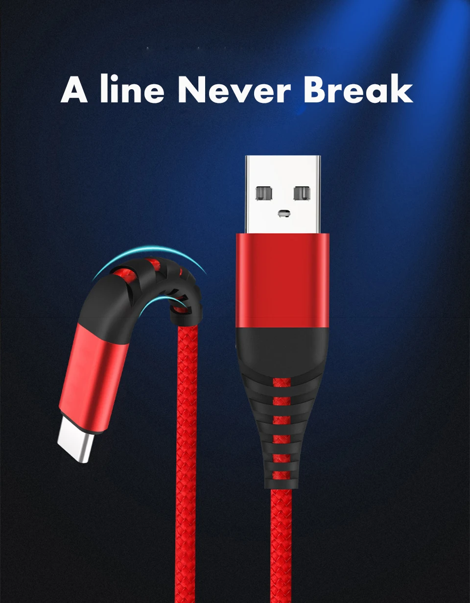 Кабель для быстрой зарядки 3,0 usb type-C для samsung S9 S10 Plus, кабель для быстрой зарядки type-C для телефона Xiaom Redmi Note 7 USB-C