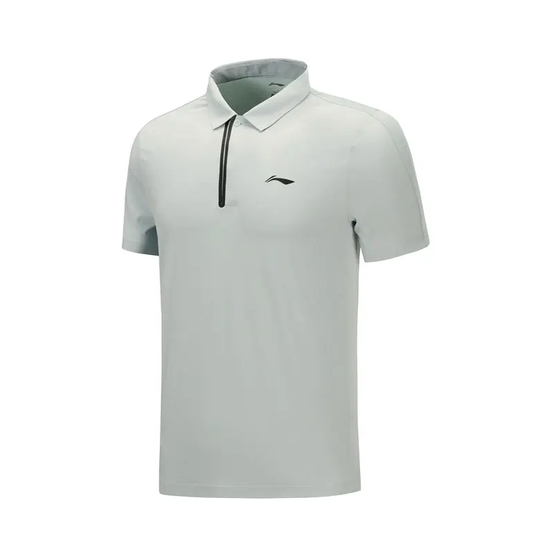 Li-Ning, мужские тренировочные футболки поло с коротким рукавом, 86% полиэстер, 14% спандекс, спортивные футболки с подкладкой, обычная посадка, футболки APLP027 MTP498