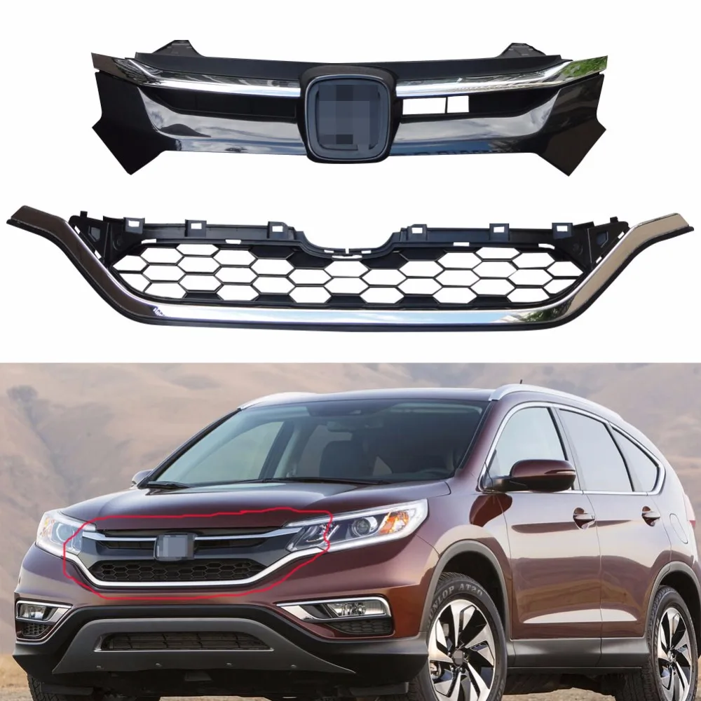 1 комплект Хром передний бампер верхняя решетка + нижний гриль новый для Honda CRV CR V