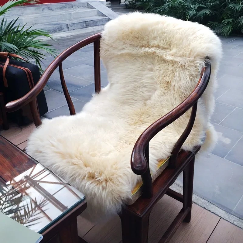 2P большой коврик из овечьей кожи для кресла-качалки зимнее бежевое белое