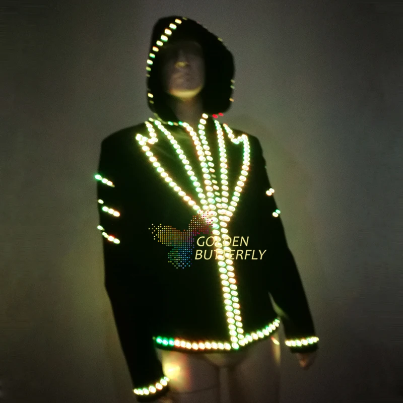 Luminous Costumes LED Hoodies Glowing Jacket Suits Men Clothing Party Dance Accessories | Tron Wear