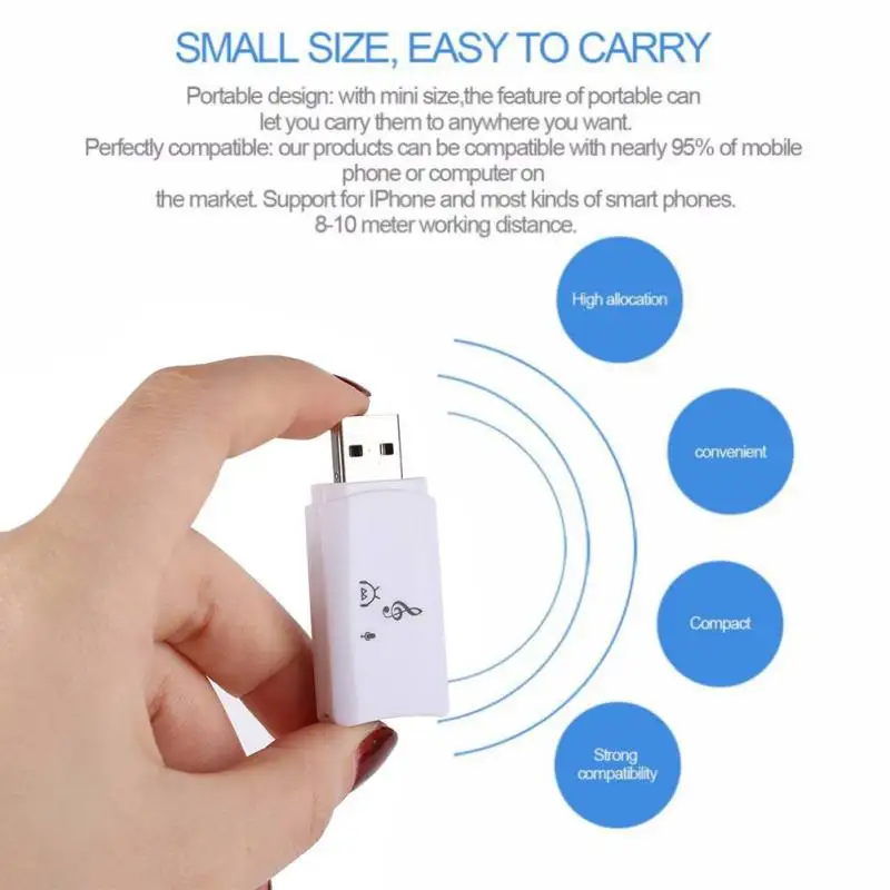 USB-адаптер беспроводной мини-стереоприемник Bluetooth музыкальный аудио 3 5 мм адаптер