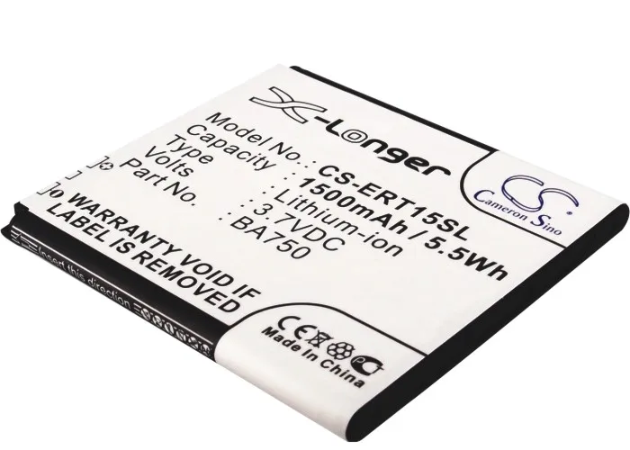 Аккумулятор Cameron Sino 1500 мАч BA750 для Sony Ericsson Anzu LT15a LT18 LT18A Polo X12 Xperia Acro IS11S SO 02C Sola Acro|battery