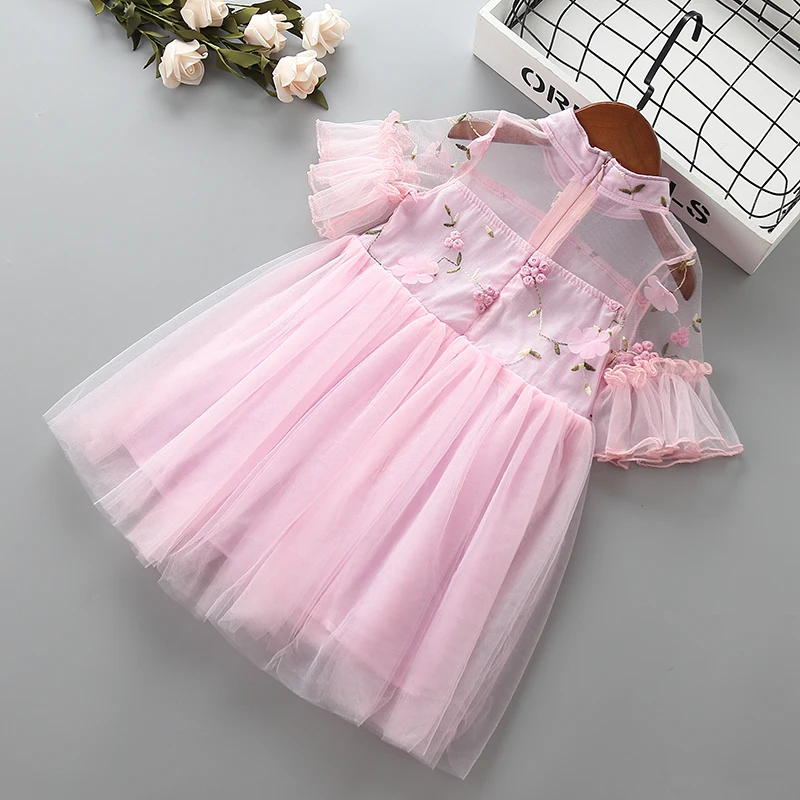 2-7 years High quality girl dress 2019 new summer chinese lace solid kid children clothing party formal princess | Детская одежда и