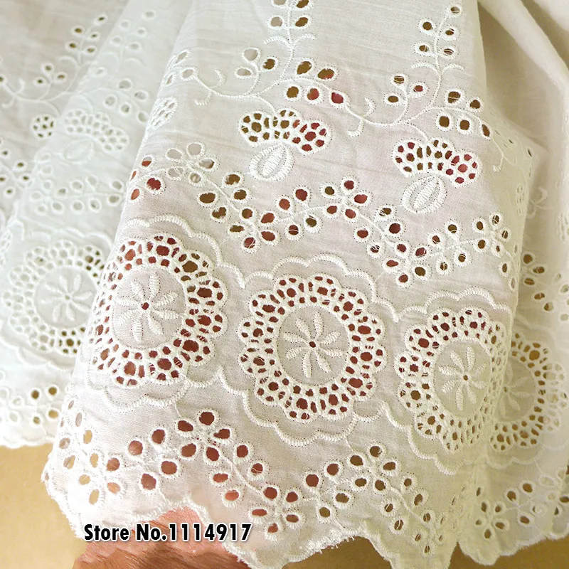 3yds/партия широкая хлопковая ткань с белыми кружевами вышитая кружевная отделка