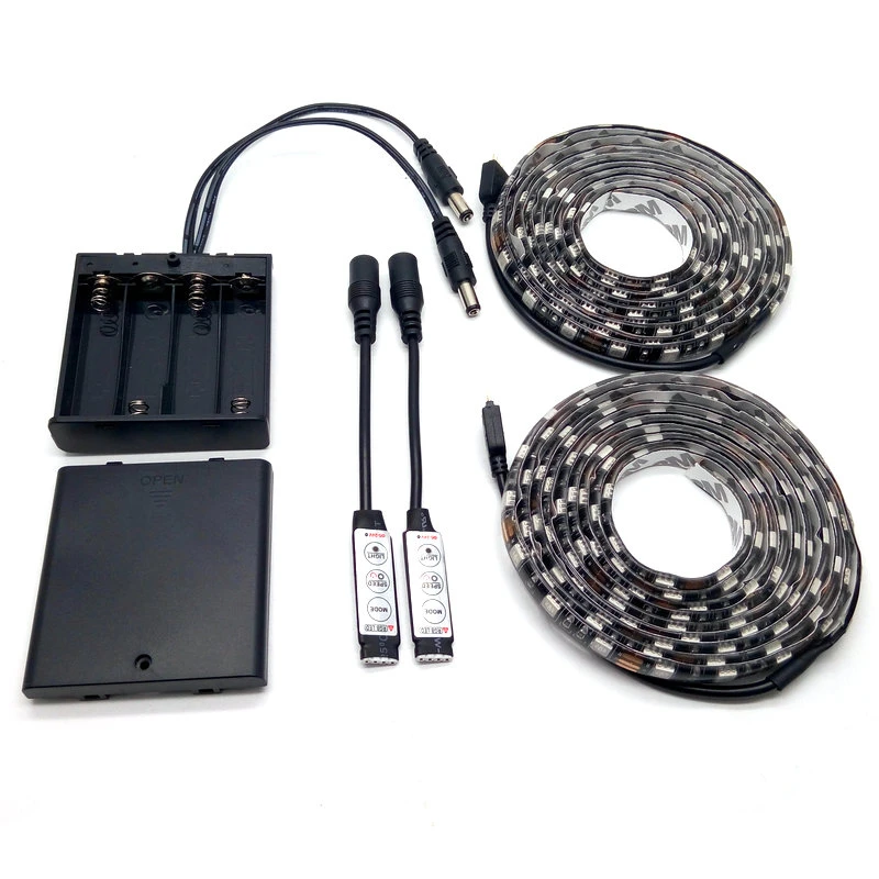 Светодиодная лента с двойным выходом батареи 5050 RGB черная печатная плата IP20/IP65