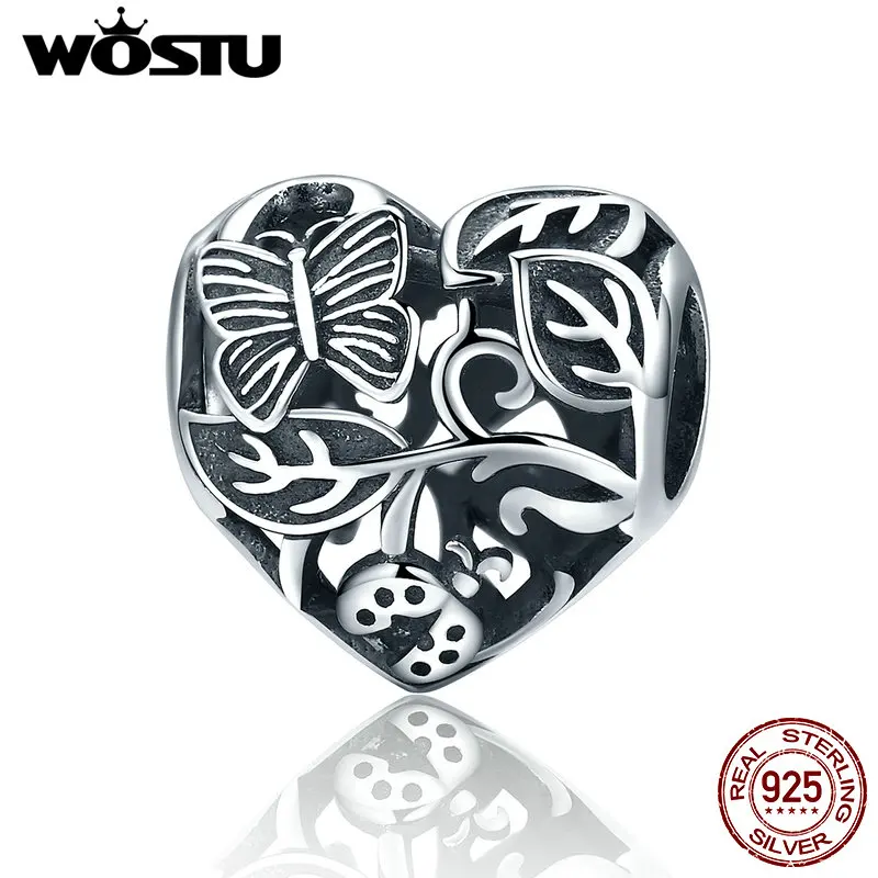 WOSTU Vintage Real 925 Sterling Silver The Garden After Rain Beads Fit Original Charm Bracelet DIY Jewelry Making Gift DXC155 | Украшения и