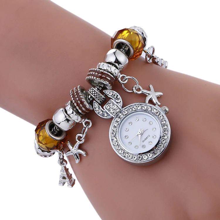 Женские часы с браслетом из бисера Роскошные наручные и сердечком 100 шт./лот|lot