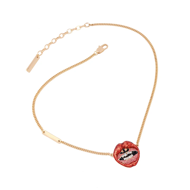 2017 New Fashion Cute Red Lip Pendant Necklace Women Collares Trendy Brand Jewelry Wholesale | Украшения и аксессуары