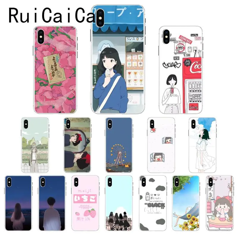 Чехол для телефона Ruicaica Japan ice cream girl Kawaii с японскими розовыми цветами iPhone 8 7 6 6S Plus X