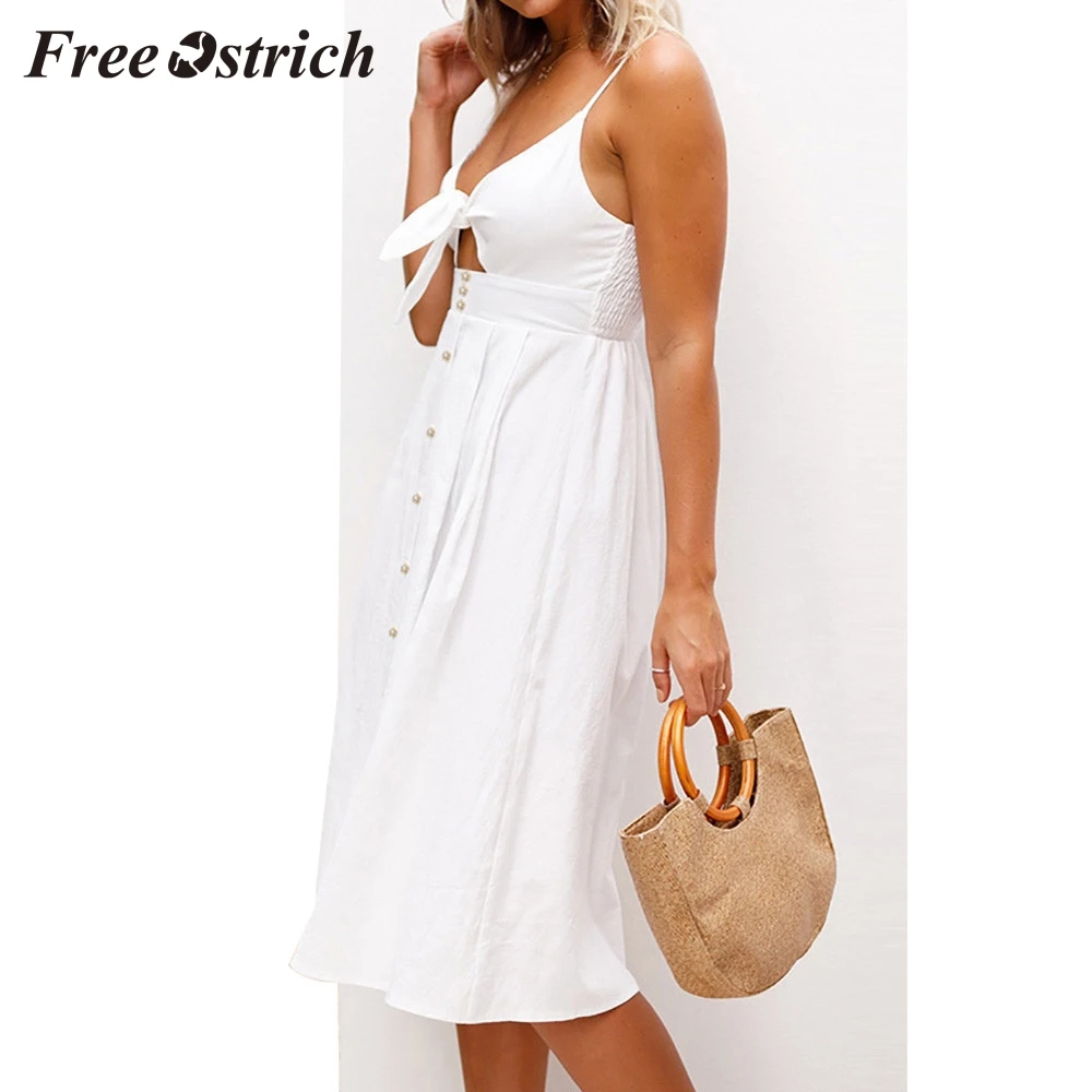 Женское праздничное платье со шнуровкой и бантом на пуговицах короткое пляжное