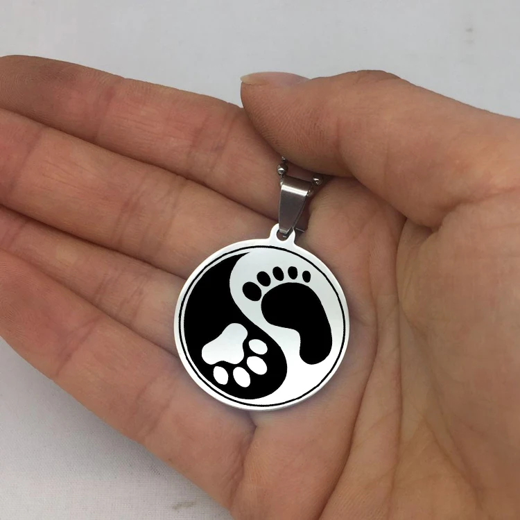 Ожерелье с подвеской Tai Ji Print Yin Yang длинная цепь бусами ожерелье диском для мужчин