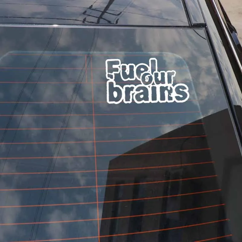 YJZT 14CM*7.8CM Fuel Our Brains Funny Vinyl Decal Car Sticker Black/Silver C3-0739 | Автомобили и мотоциклы