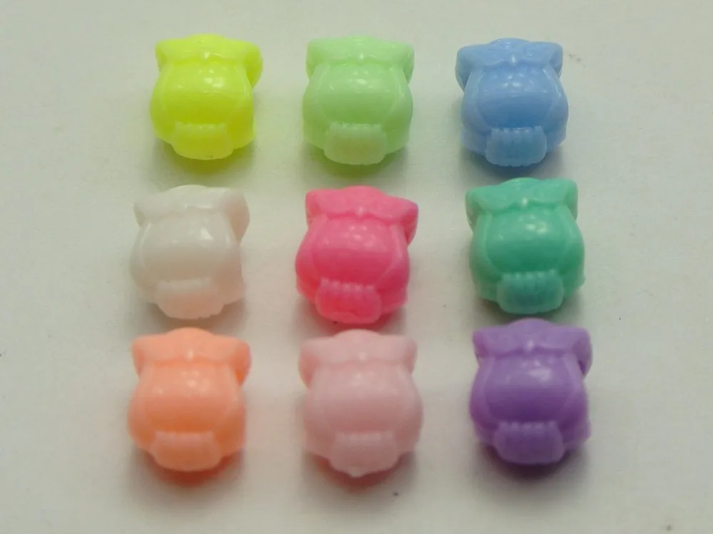 

200 Mixed Pastel Color Acrylic Cute Owl Pony Beads for Kids Kandi Craft
