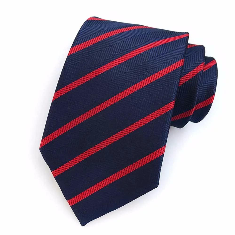 

8CM Polyester Jacquard Ties For Men, High-End Striped Necktie For Wedding Or Business Suits