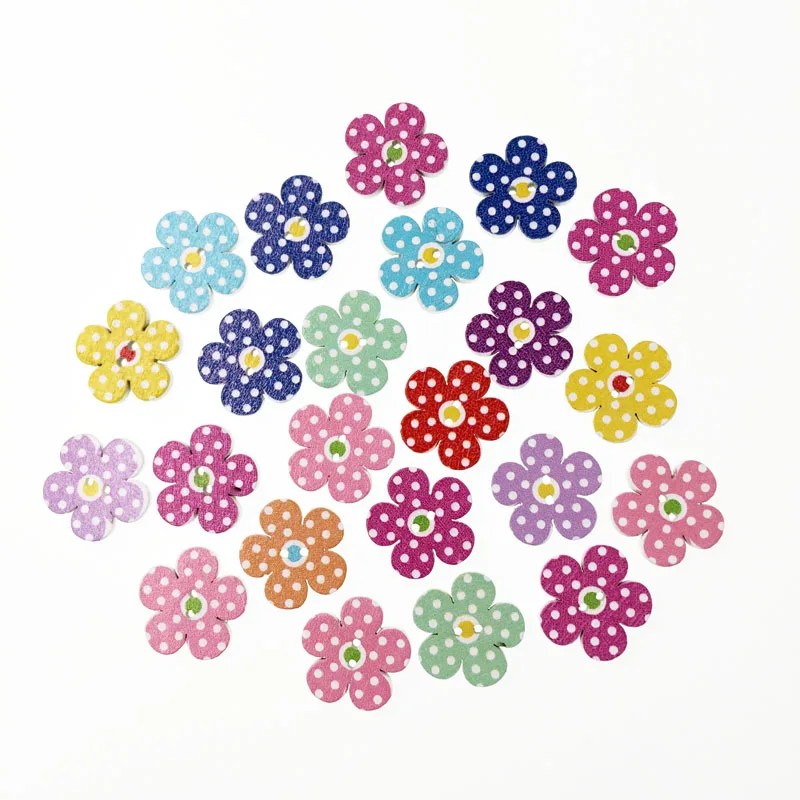 100 шт. модные популярные смешанные деревянные пуговицы для шитья цветов