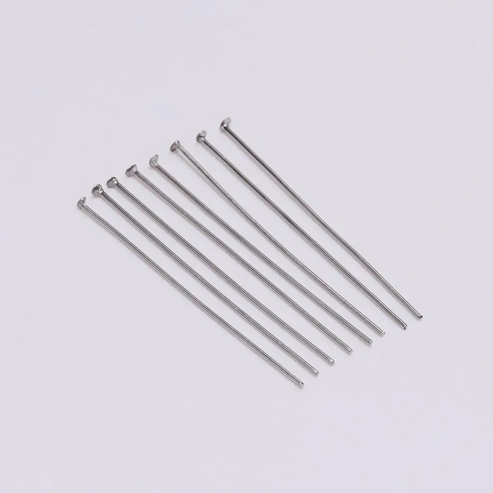 100Pcs/Lot 18-70mm Stainless Steel Flat Head Pins Headpin Pendant Connector For DIY Jewelry Making Findings Supplies Accessories