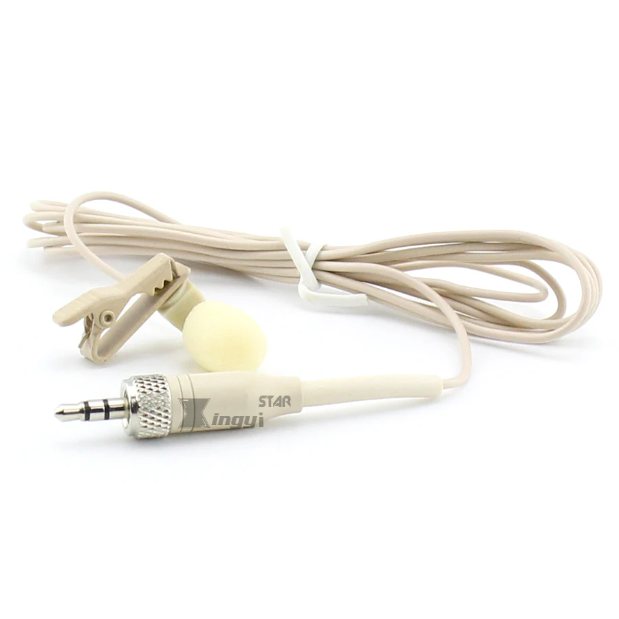 Бежевый петличный микрофон с зажимом для галстука на лацкане винтовым замком 3 5